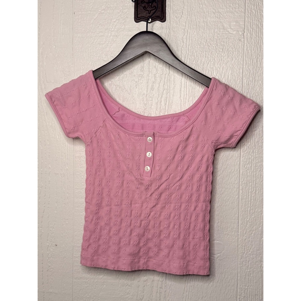 Seamless Coquette Pointelle Henley top so soft‎ NWOT fairy